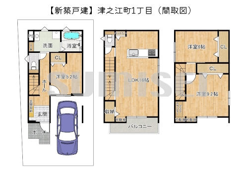 【新築戸建】津之江町1丁目！南向きで陽当たり良好！