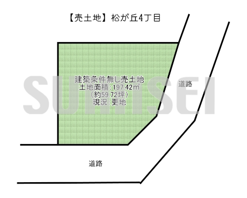 【売土地】松が丘4丁目！北西角地で陽当たり良好！