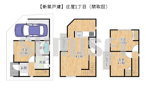 【新築戸建】庄屋1丁目！北西角地で日当たり良好！